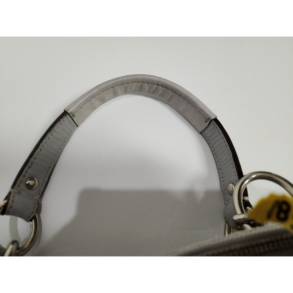 Authentic Coach Women Signature Logo Canvas Satchel Grey Fabric Silver Hardware - Picture 10 of 13